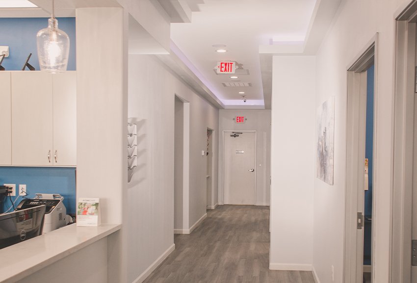 Hallway to dental treatment room