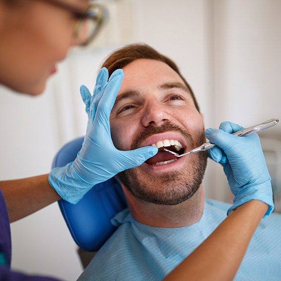 Man receiving dental checkup