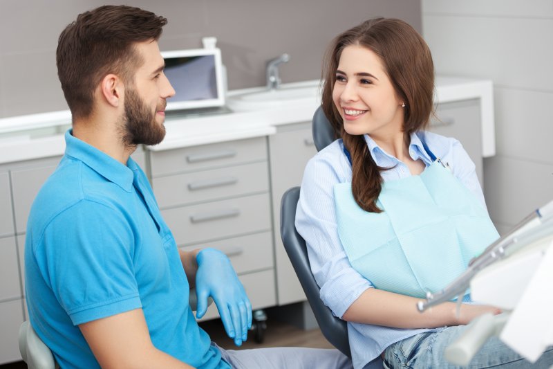 patient asking questions during cosmetic dental consultation in Grand Prairie